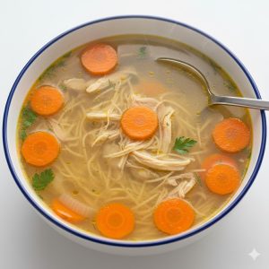 Супа де пуй к тэецей (Куриный суп с лапшой)